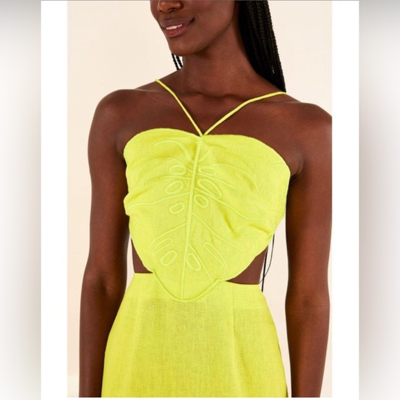 NWT -farm rio mosteria midi dress lime green size M linen blend - Picture 3 of 11